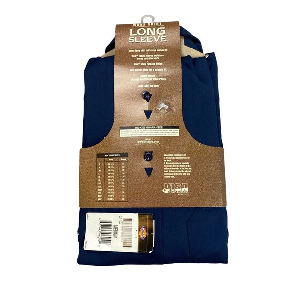 Dickies Shirt Mens M Navy Stain Release 574 Long Sleeve Uniform Work Button Down - Picture 2 of 10